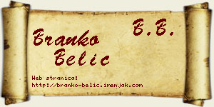 Branko Belić vizit kartica